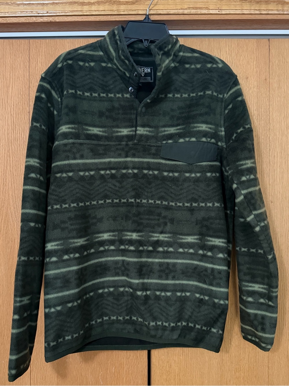 Southern Grit Dark Green Patterned Fleece Pullover